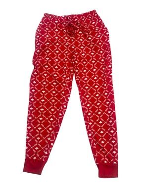 Jogger Pajama Pants All Over Canada Print Red Unisex M Comfy Red Maple Leaf